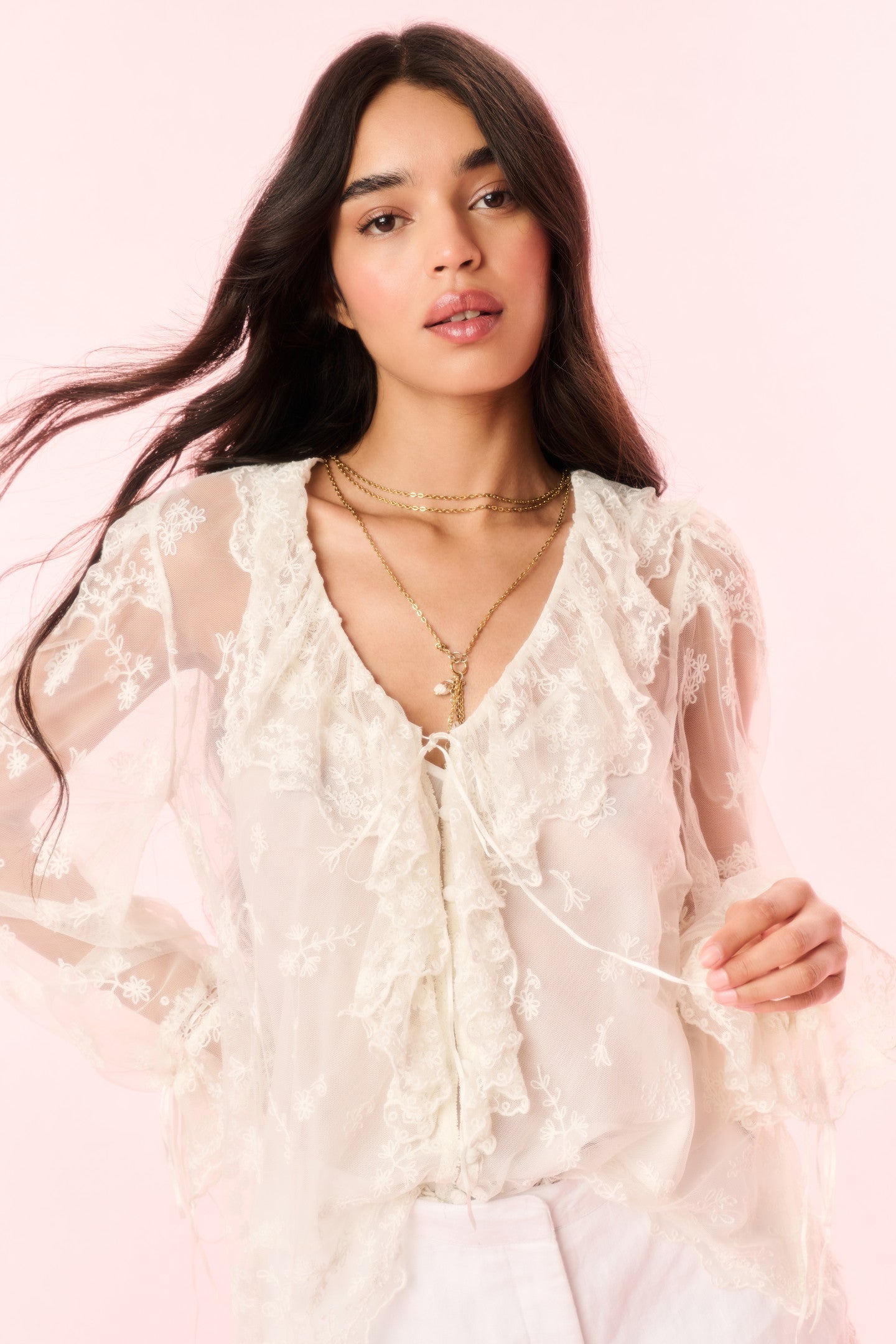 Aubrenna Lace Mesh Blouse