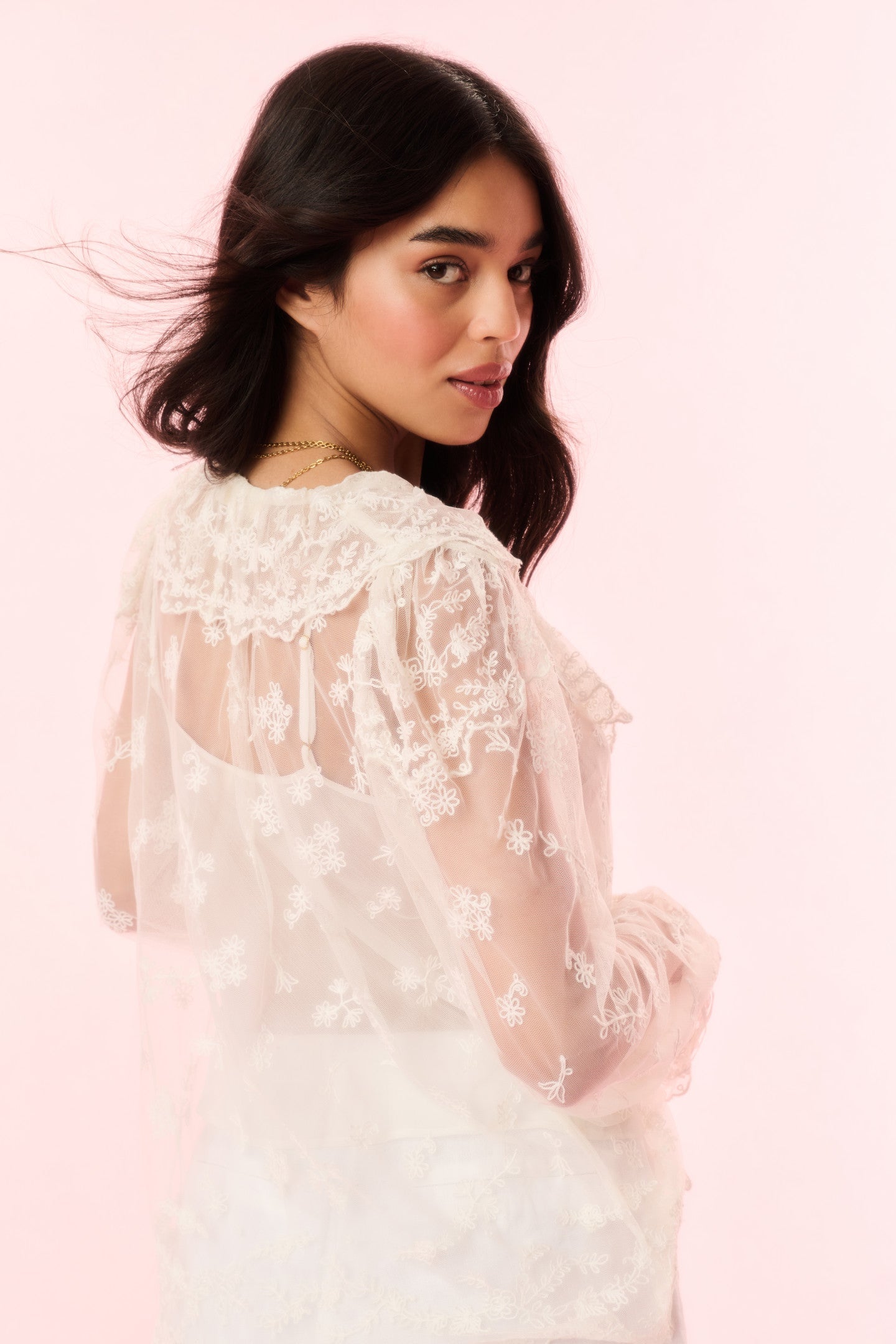 Aubrenna Lace Mesh Blouse