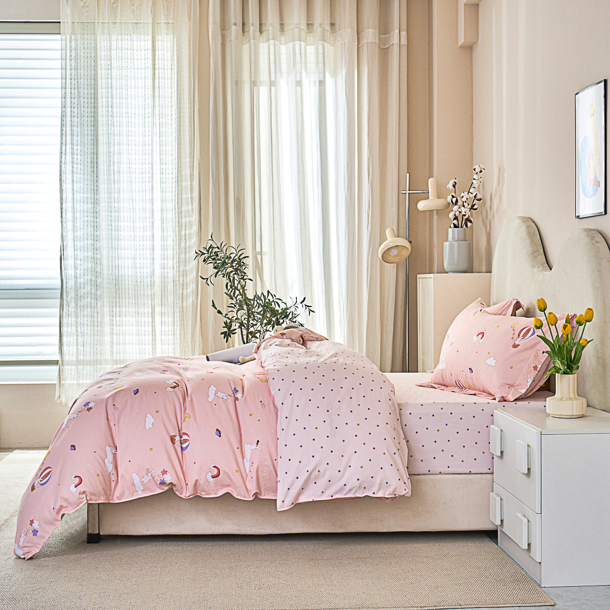 Allie Cotton Fitted Sheet Duvet Cover Set