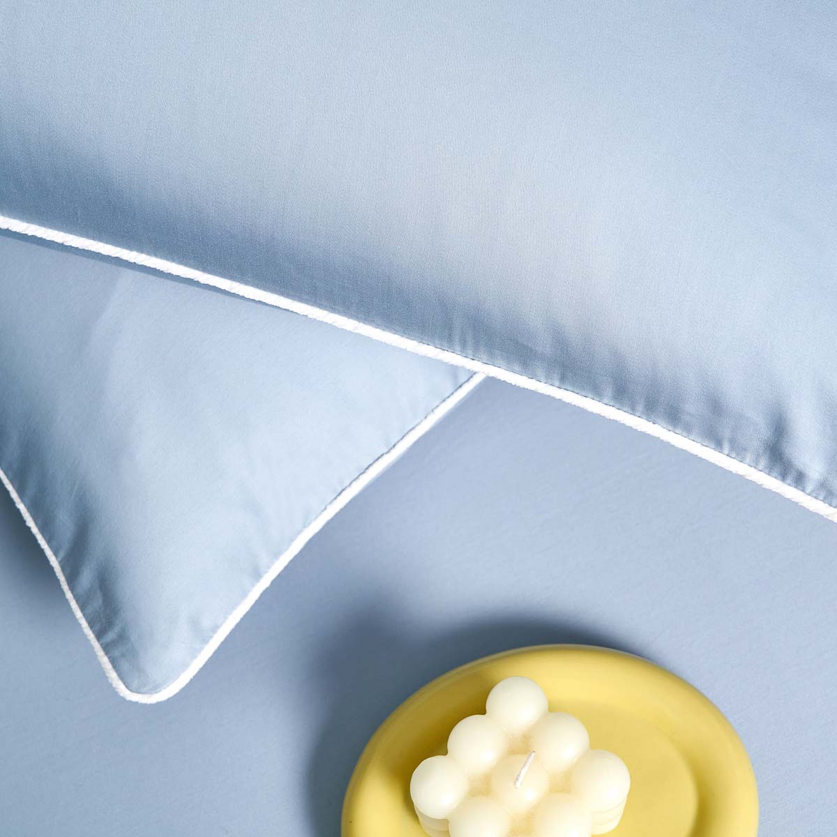 Gentle Blue Solid Color Premium Cotton Fitted Sheet Set