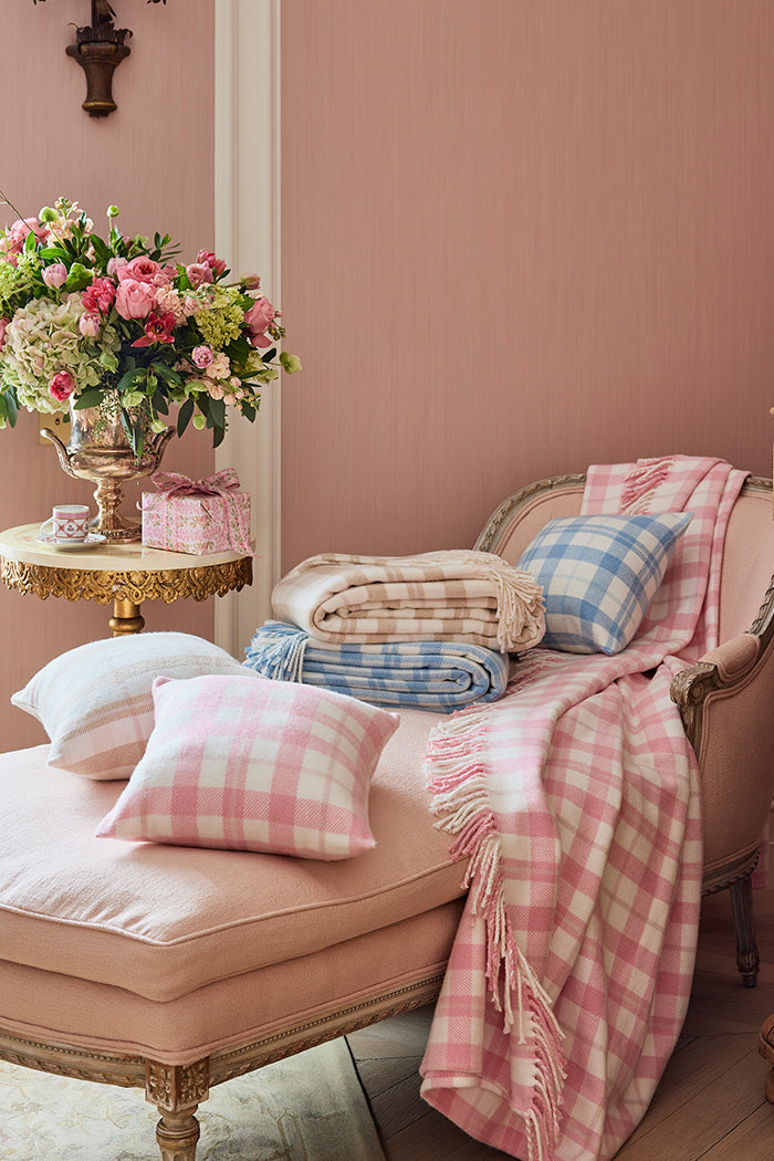 Melodina Plaid Pillow - PINK PLAID