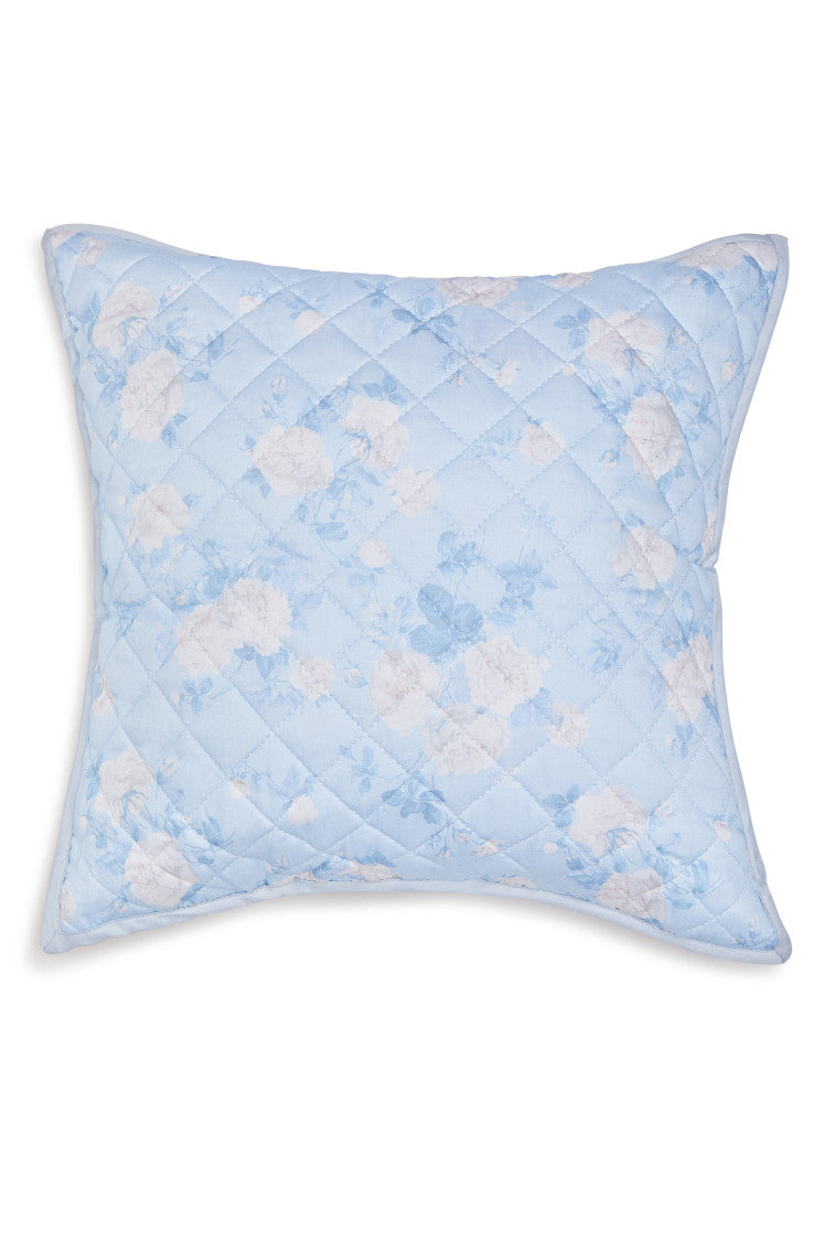 Floral Quilted Pillow - WHISPER BLUE