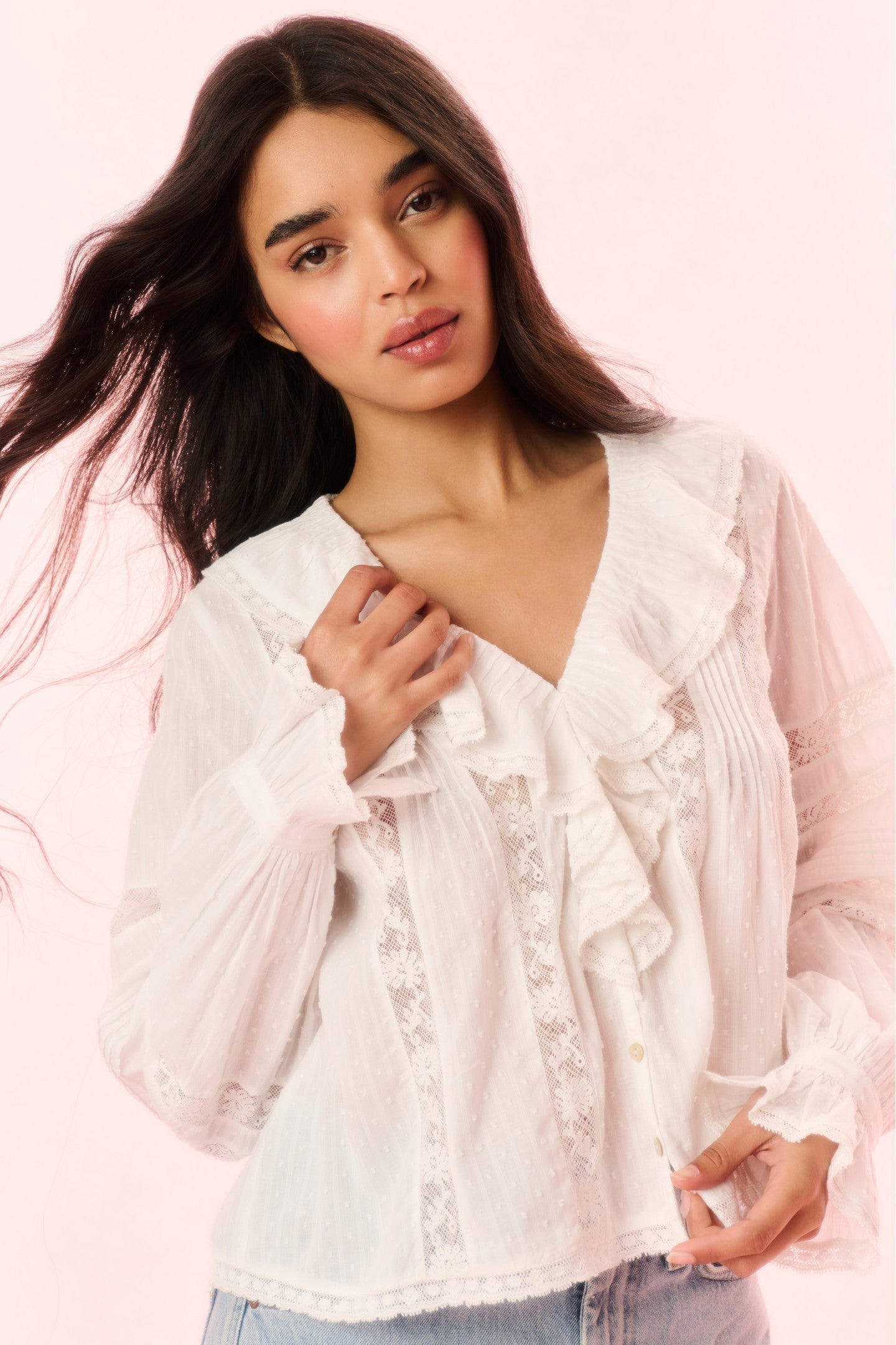 Rosabelle Cotton Ruffle Blouse