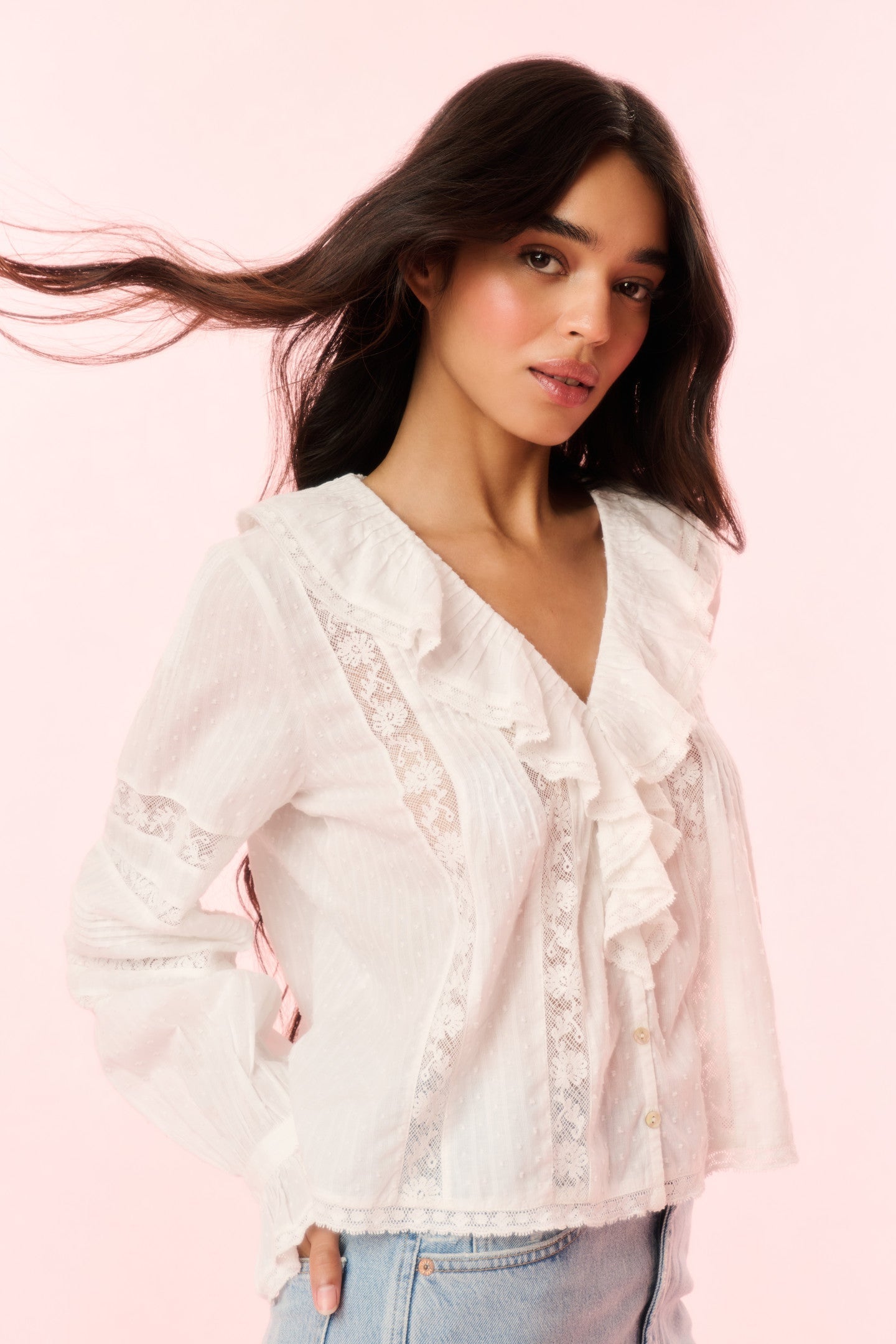 Rosabelle Cotton Ruffle Blouse