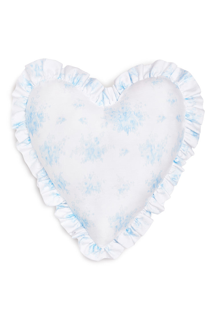 Ruffle Heart Pillow - BLUEBELL