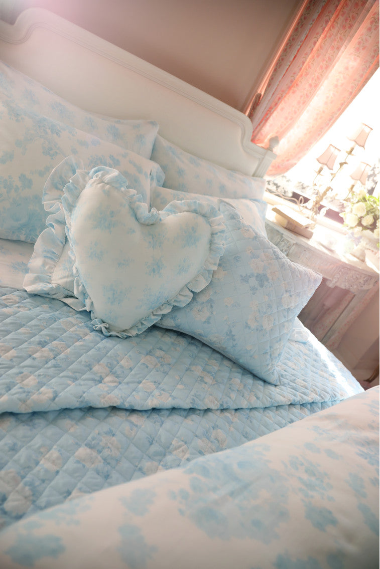 Ruffle Heart Pillow - BLUEBELL